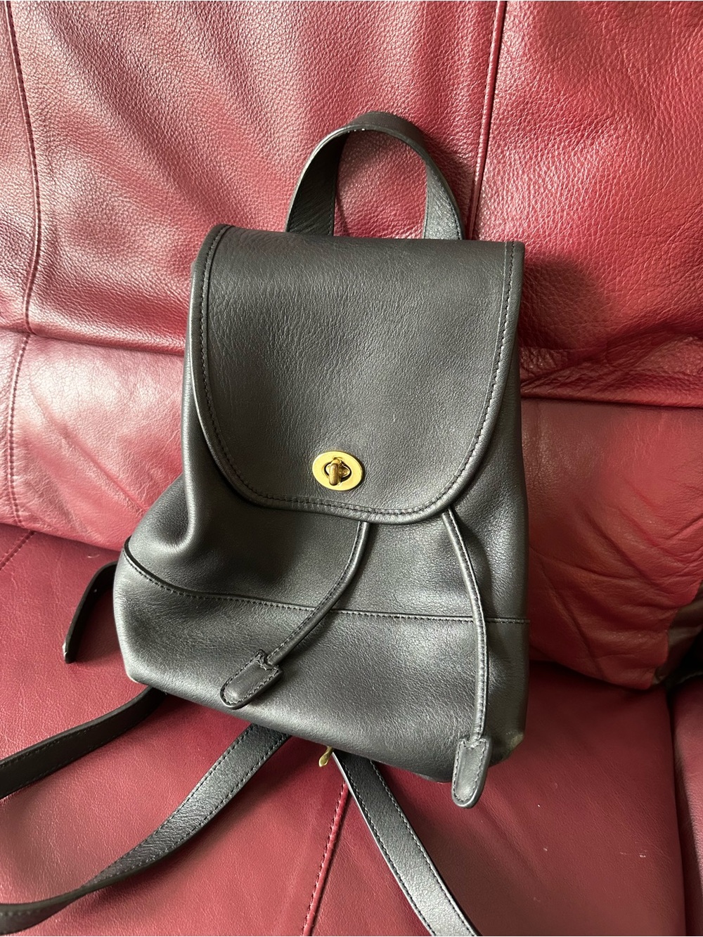 Vtg 90s COACH 9791 Black Leather Small Daypack Backpack Like NEW